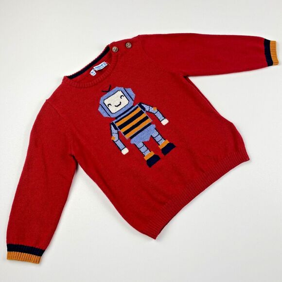 Mayoral Toddler Boys 9M 74cm Robot Red Knitted Pullover Long Sleeve Sweater NWT - Picture 1 of 12